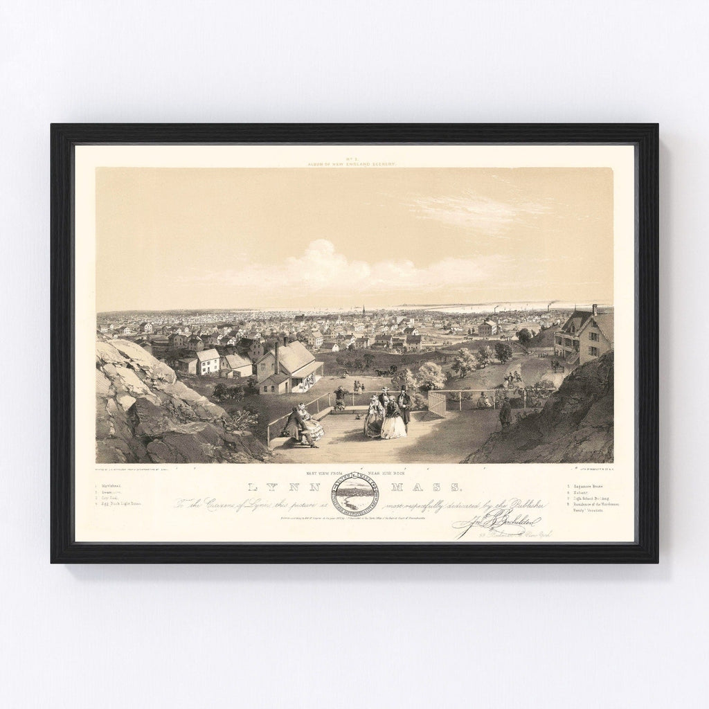 Vintage Map of Lynn, Massachusetts 1856