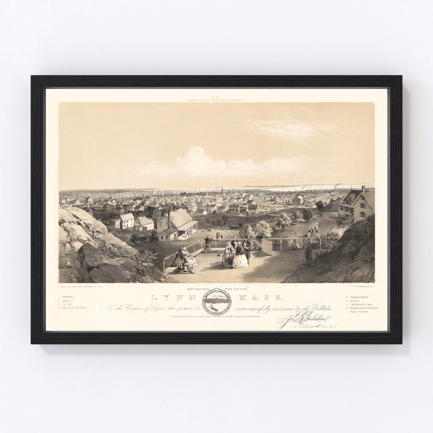 Vintage Map of Lynn, Massachusetts 1856