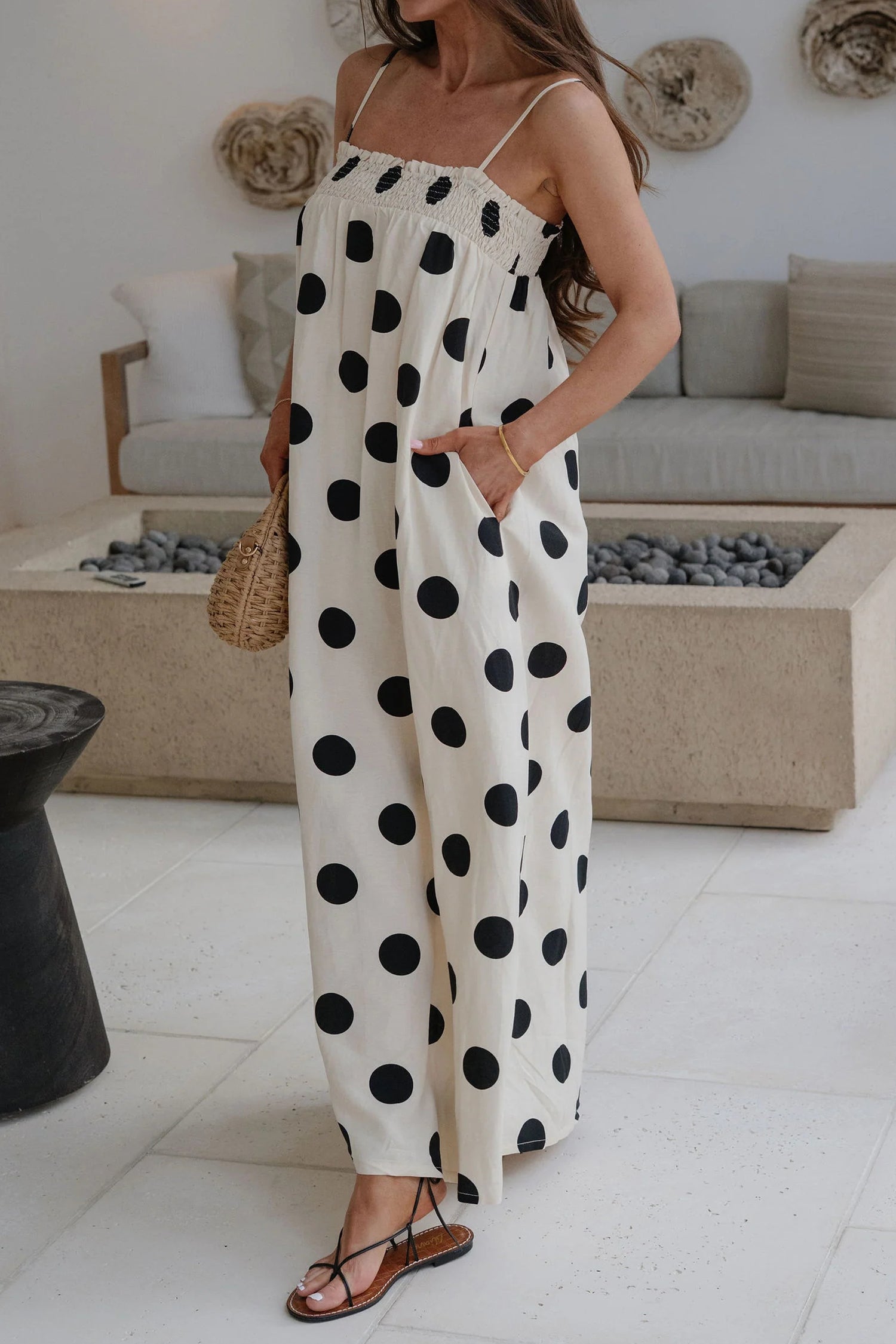 Polka Dot Spaghetti Strap Maxi Dress