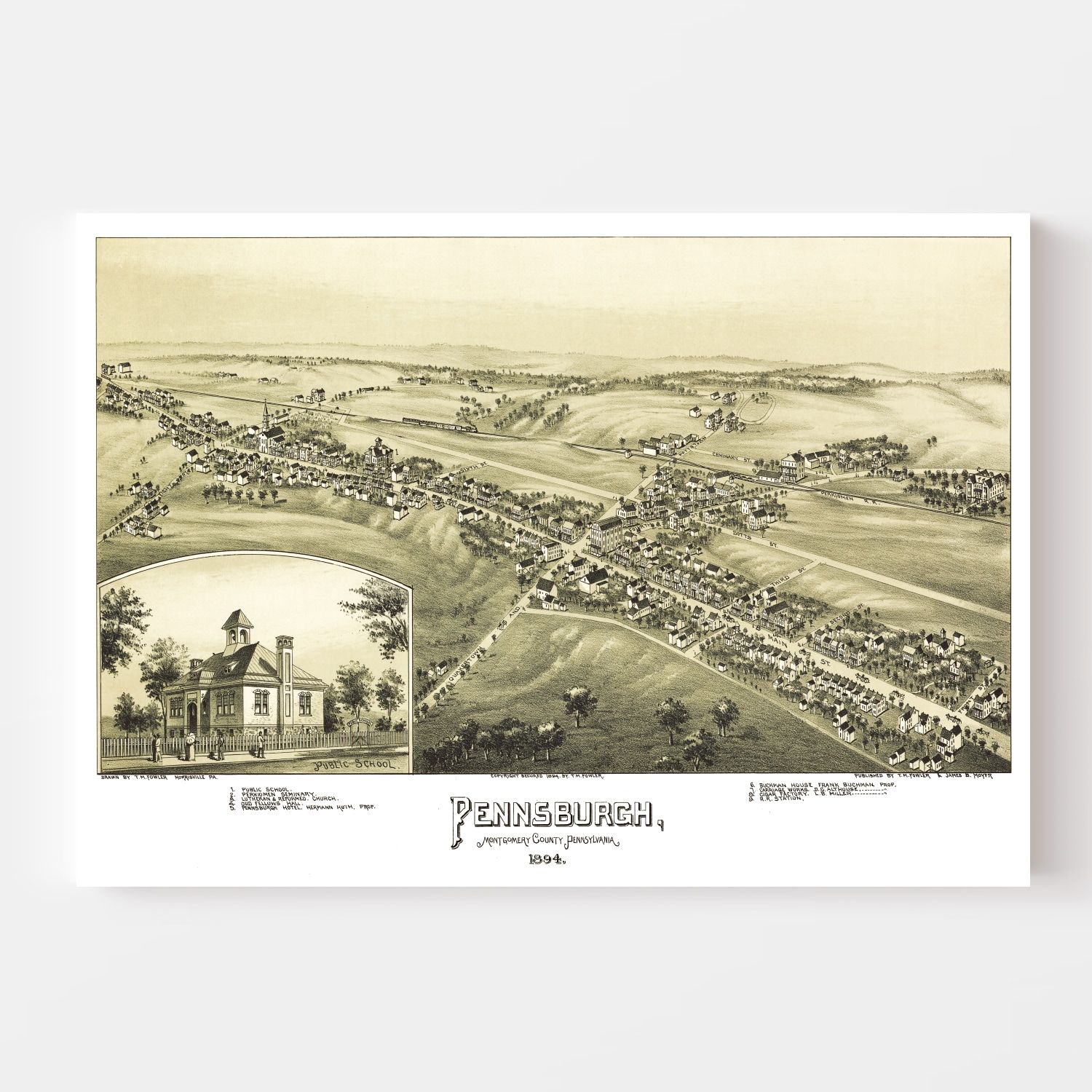 Vintage Map of Pennsburgh, Pennsylvania 1894