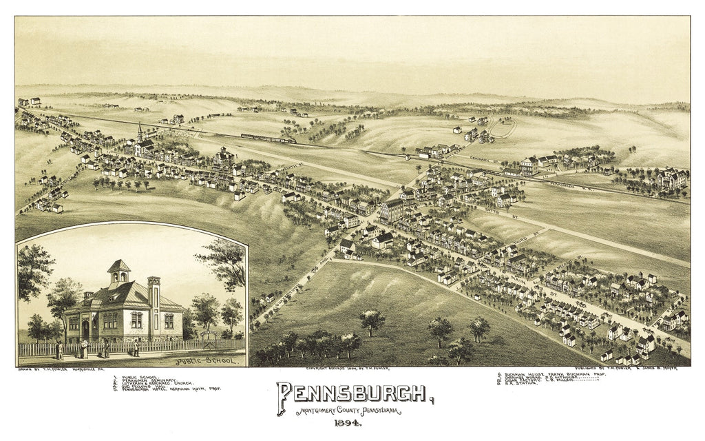Vintage Map of Pennsburgh, Pennsylvania 1894