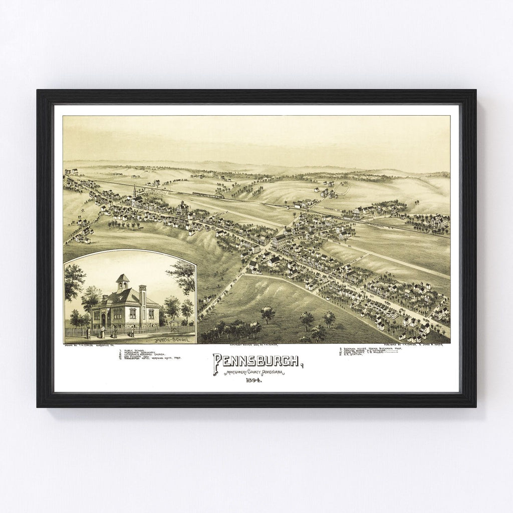 Vintage Map of Pennsburgh, Pennsylvania 1894