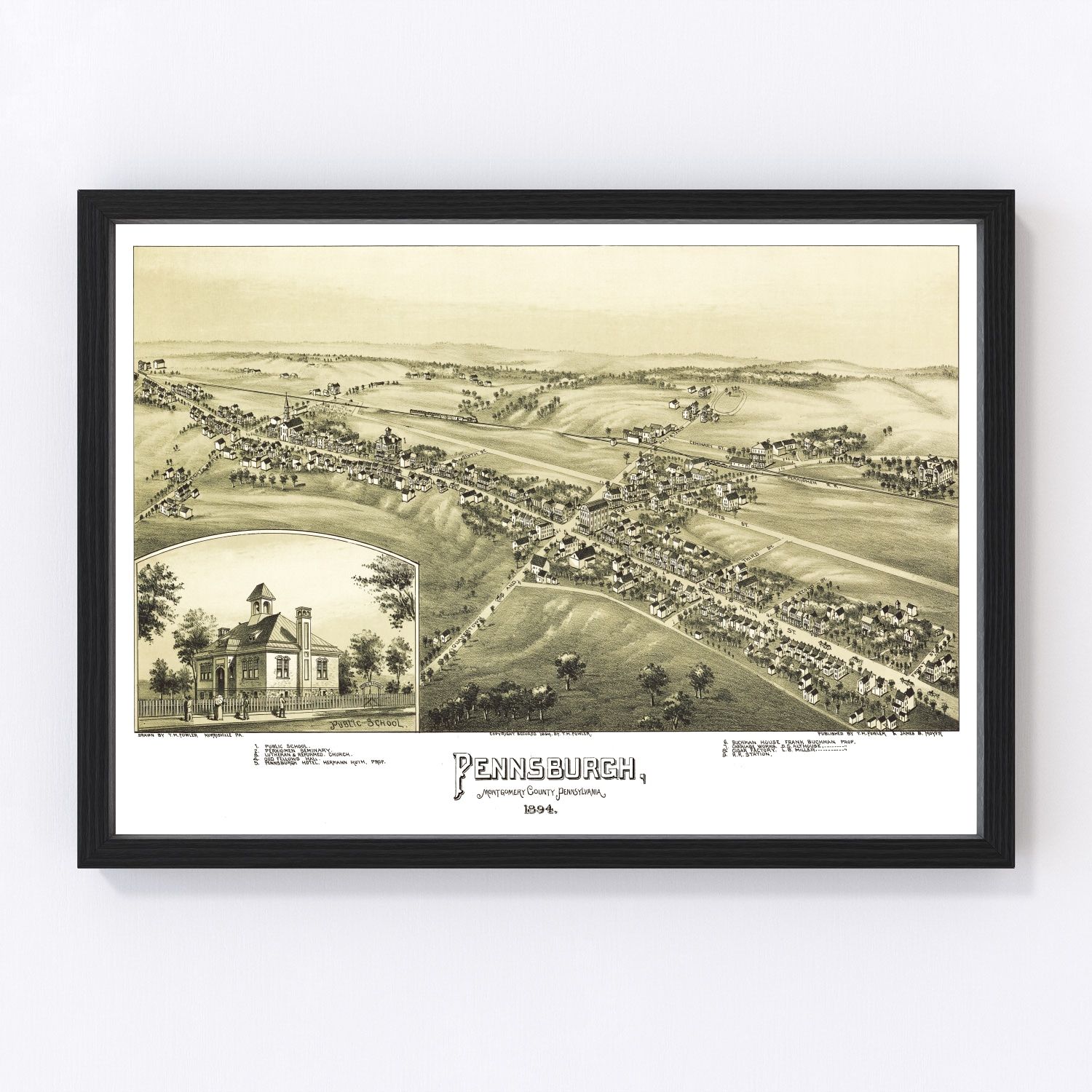 Vintage Map of Pennsburgh, Pennsylvania 1894