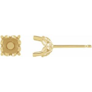 14K Yellow Gold 5 mm Round 4-Prong Earring Mounting