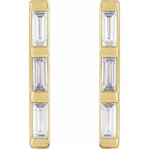 14K Yellow Gold 1/8 CTW Natural Diamond Bar Earrings – image 2