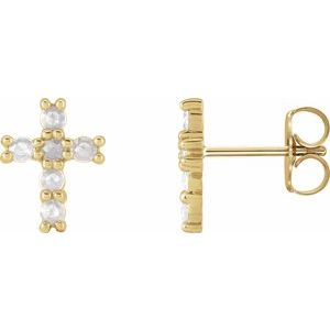 Sterling Silver 2 mm Round Cabochon Cross Earring Mounting – image 2