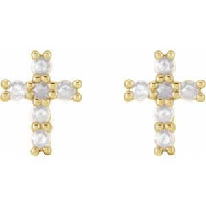 14K Yellow Gold 1/5 CTW Rose-Cut Natural Diamond Cross Earings – image 2