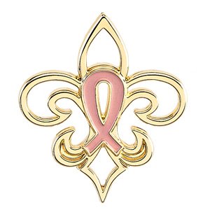 14K Yellow Gold Breast Cancer Awareness Fleur-de-Lis Lapel Pin