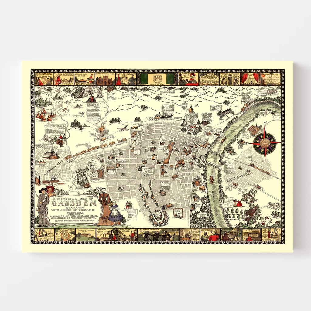 Vintage Map of Gadsden, Alabama 1939