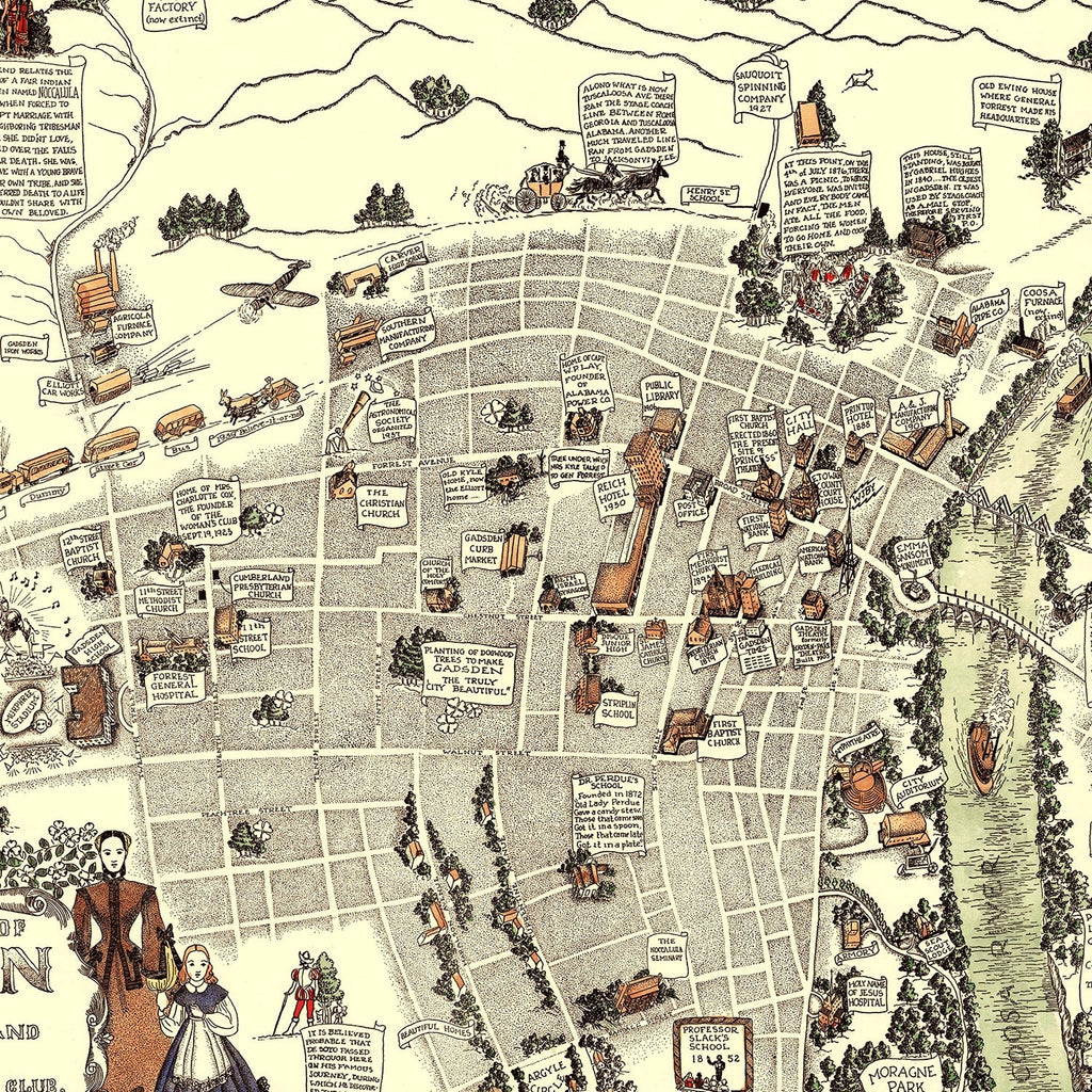 Vintage Map of Gadsden, Alabama 1939