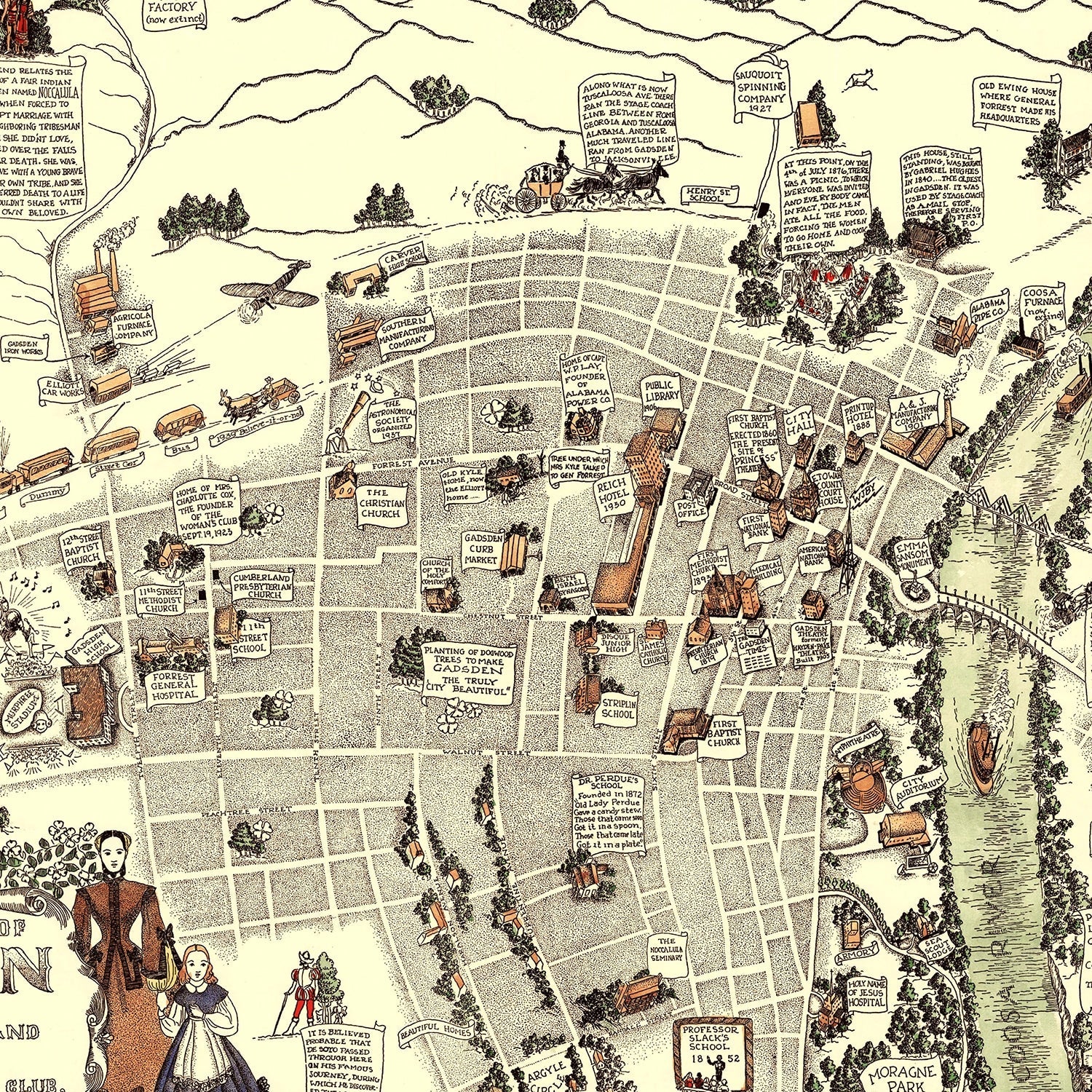Vintage Map of Gadsden, Alabama 1939