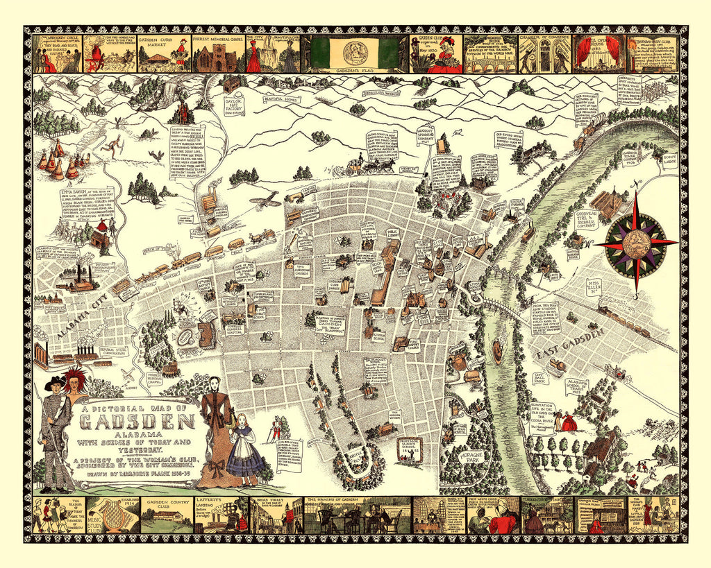 Vintage Map of Gadsden, Alabama 1939