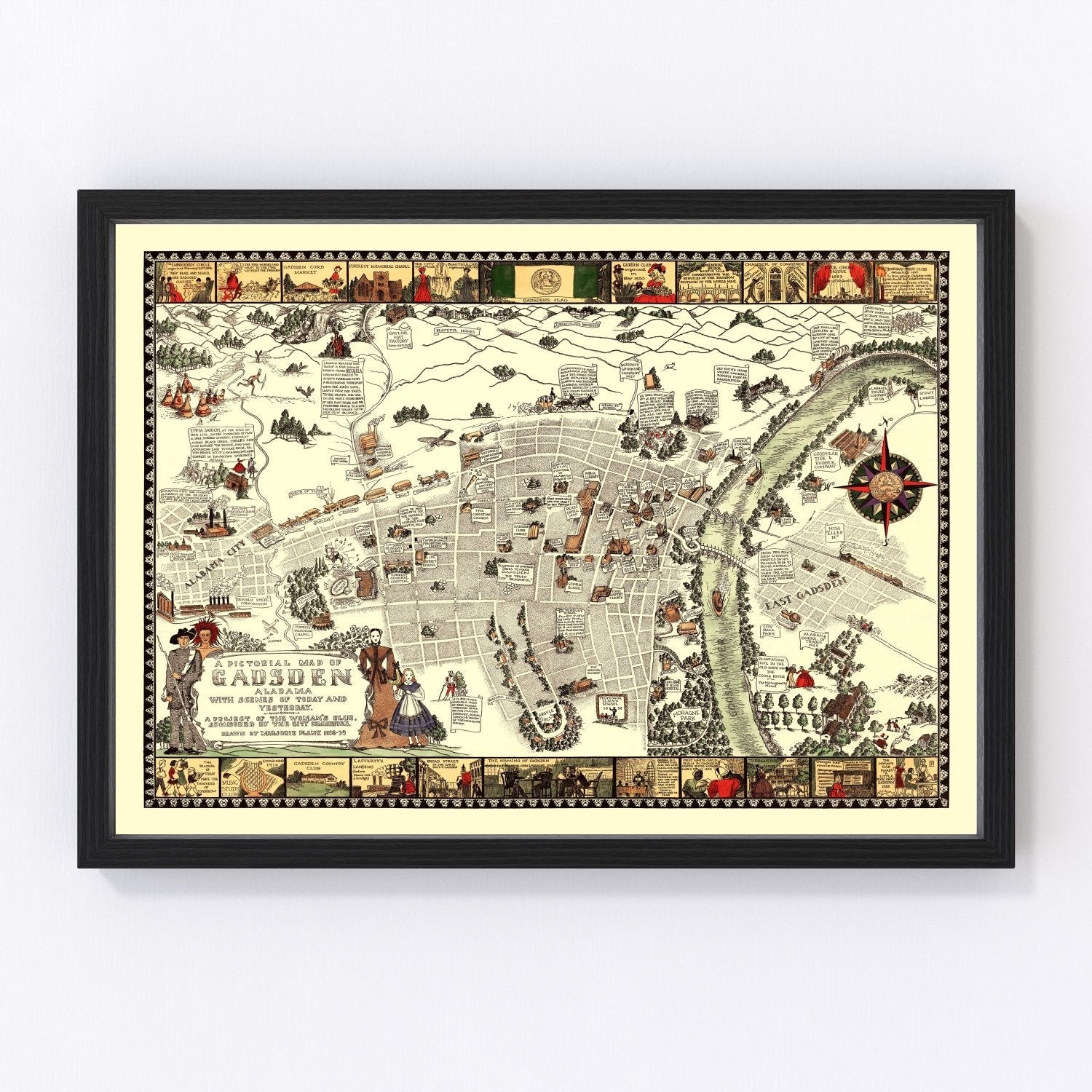 Vintage Map of Gadsden, Alabama 1939