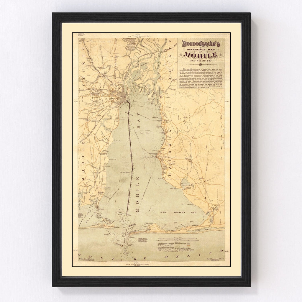 Vintage Map of Mobile, Alabama 1889