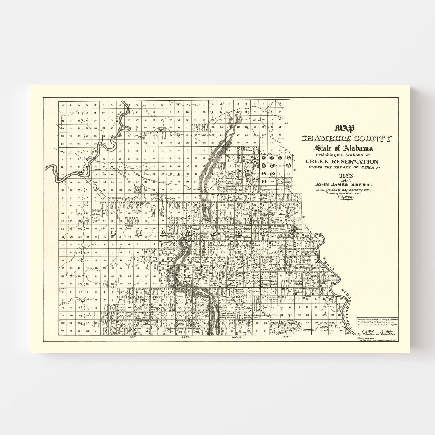 Vintage Map of Chambers County, Alabama 1974