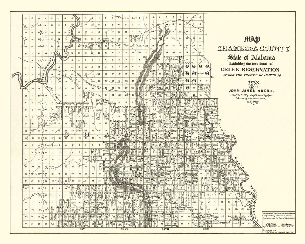 Vintage Map of Chambers County, Alabama 1974
