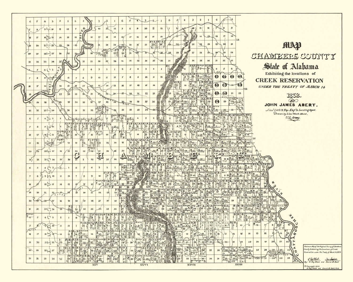 Vintage Map of Chambers County, Alabama 1974