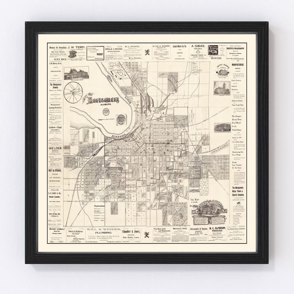 Vintage Map of Montgomery, Alabama 1899