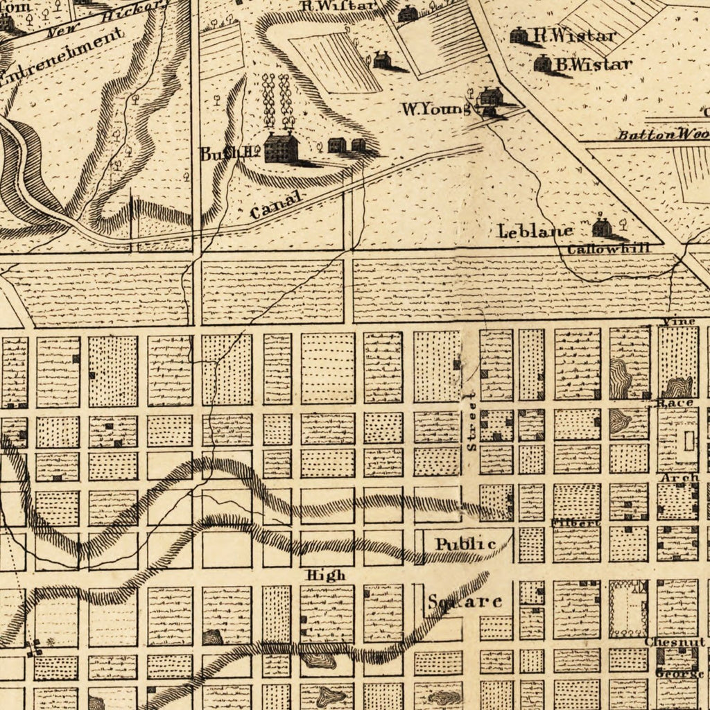 Vintage Map of Philadelphia, Pennsylvania 1875
