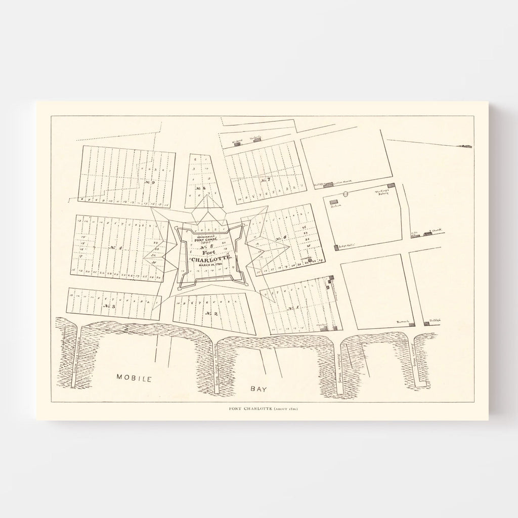 Vintage Map of Fort Charlotte, 1880