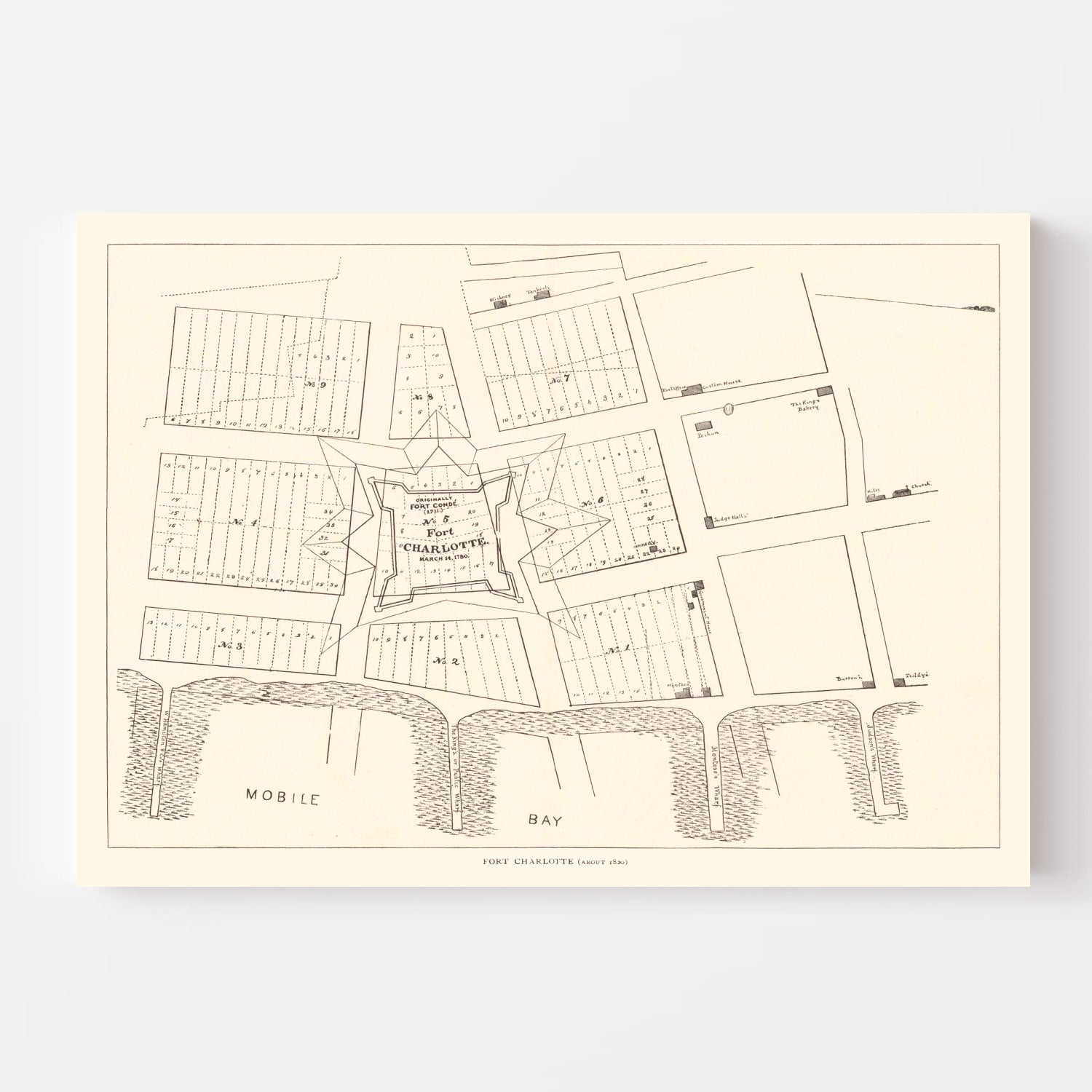 Vintage Map of Fort Charlotte, 1880
