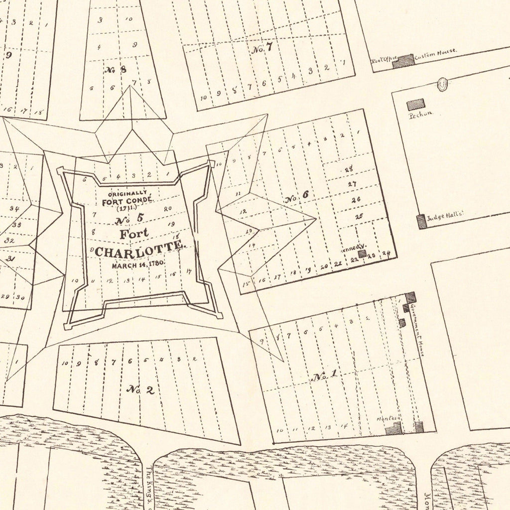 Vintage Map of Fort Charlotte, 1880