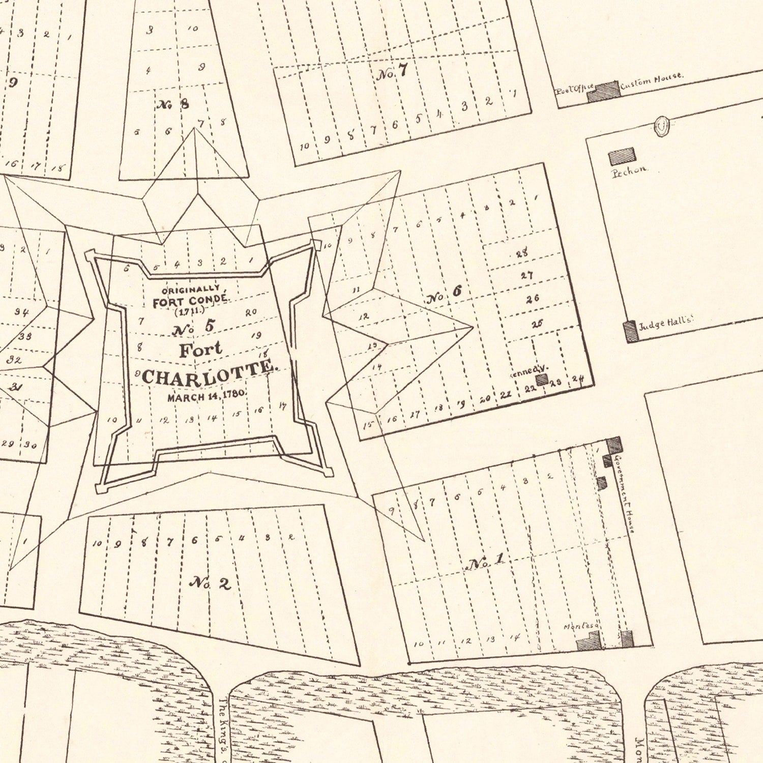 Vintage Map of Fort Charlotte, 1880