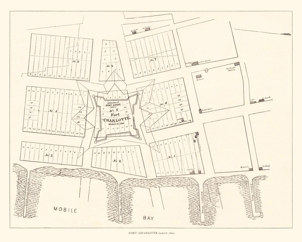 Vintage Map of Fort Charlotte, 1880