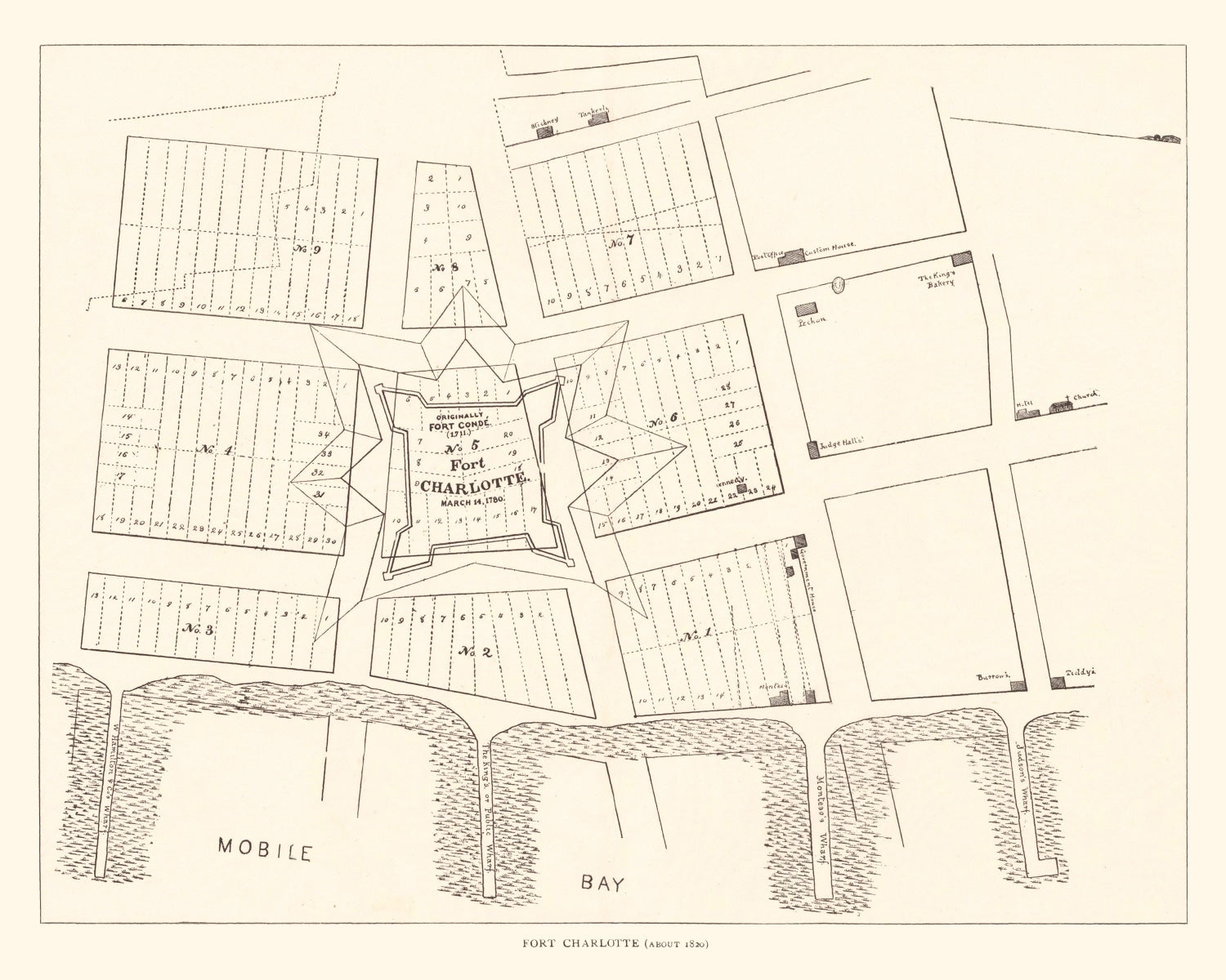 Vintage Map of Fort Charlotte, 1880