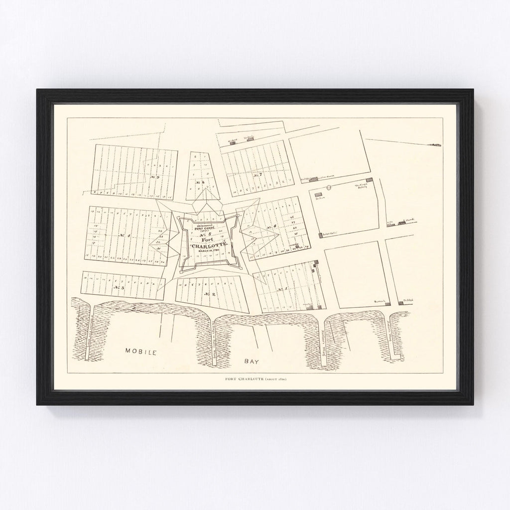 Vintage Map of Fort Charlotte, 1880