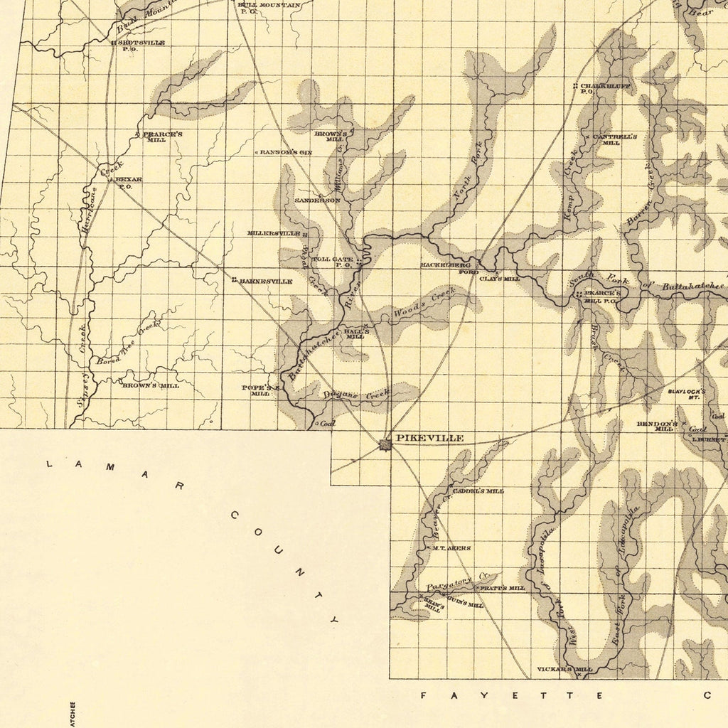 Vintage Map of Marion County, Alabama 1878