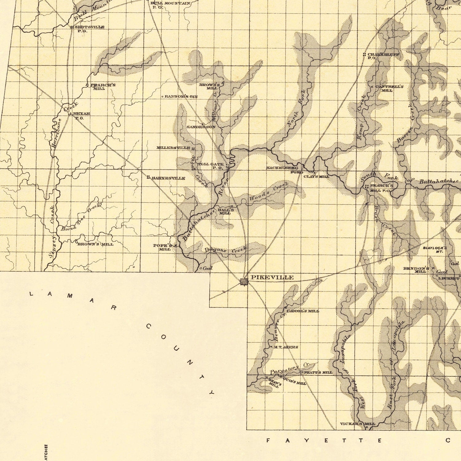 Vintage Map of Marion County, Alabama 1878