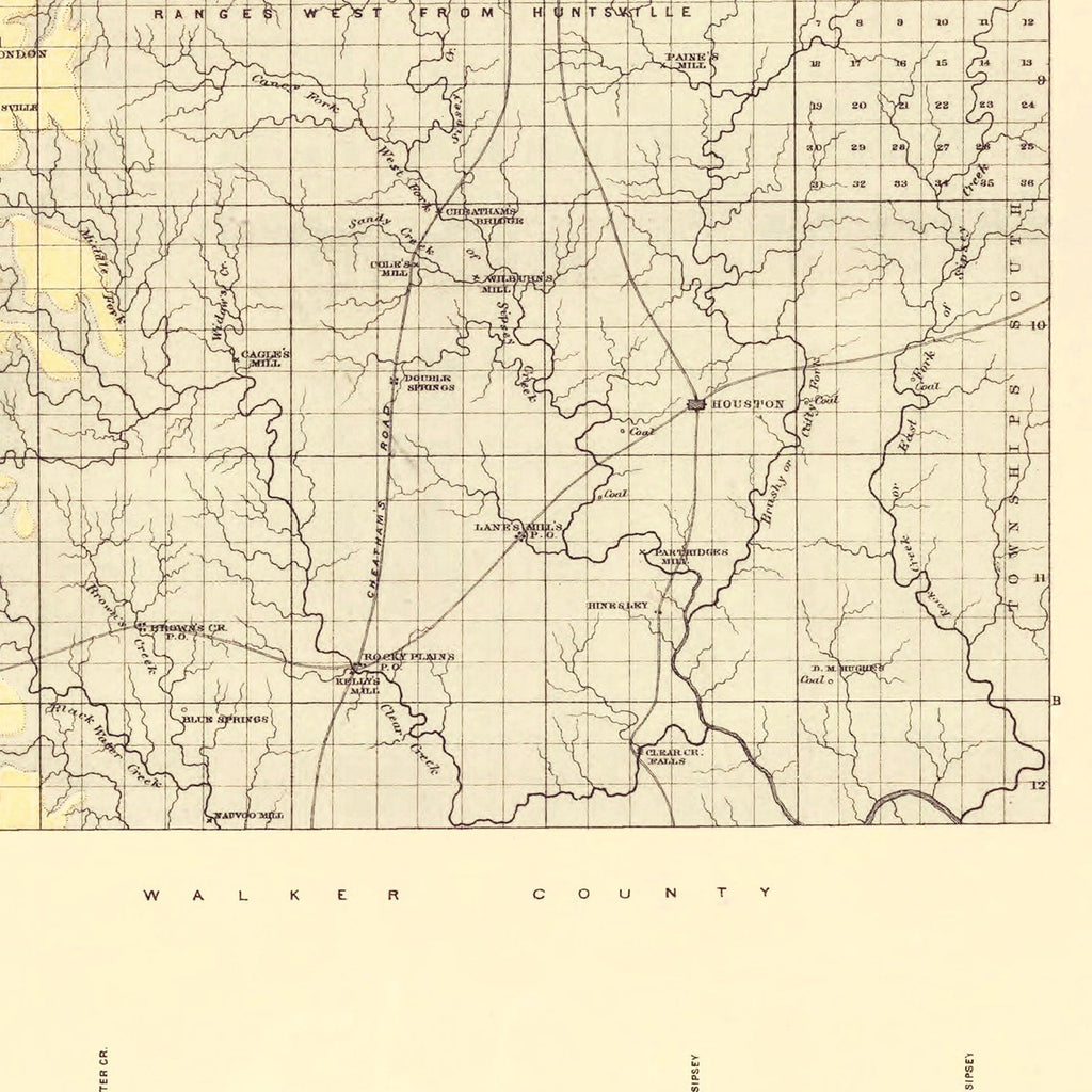 Vintage Map of Winston County, Alabama 1878