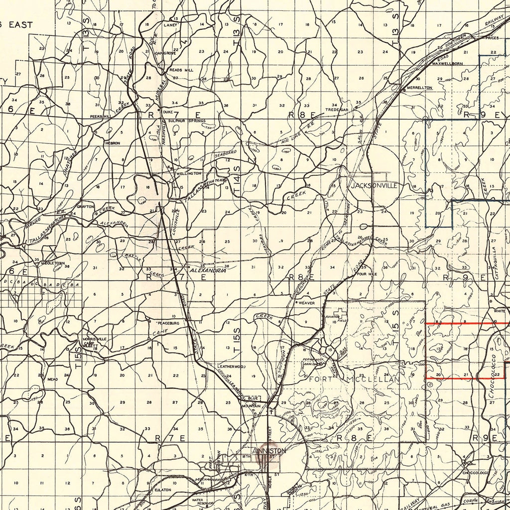 Vintage Map of Calhoun County, Alabama 1930