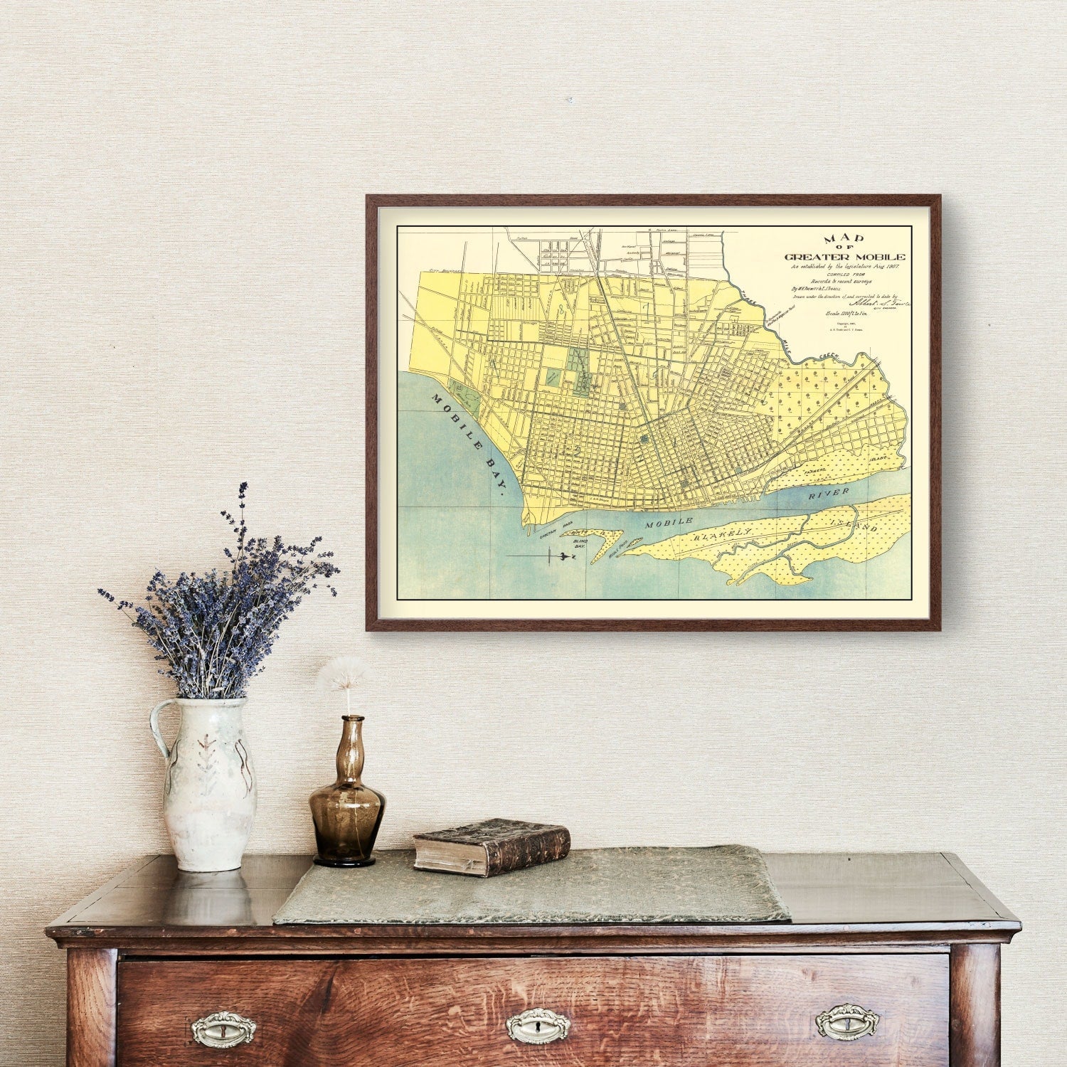 Vintage Map of Mobile, Alabama 1907