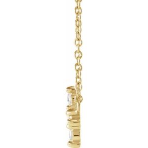 14K Yellow Gold 1/8 CTW Rose-Cut Natural Diamond Sideways Cross 16-18" Necklace