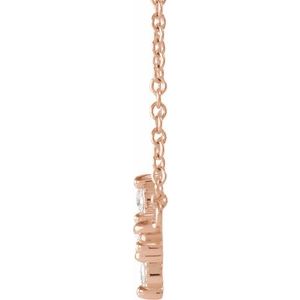 14K Rose Gold 1/8 CTW Rose-Cut Natural Diamond Sideways Cross 16-18" Necklace