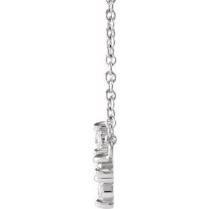 Sterling Silver 1/8 CTW Rose-Cut Natural Diamond Sideways Cross 16-18" Necklace