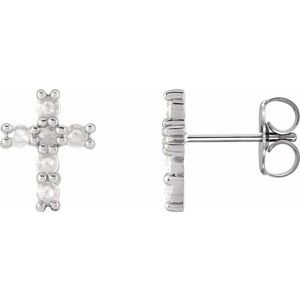 Platinum 1/5 CTW Rose-Cut Natural Diamond Cross Earings