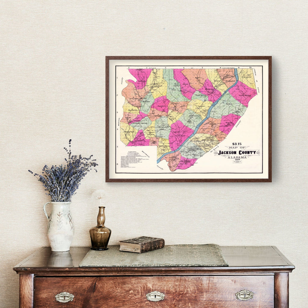 Vintage Map of Jackson County, Alabama 1907