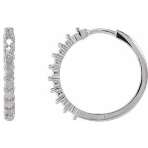 14K White Gold 2 mm Round Cabochon 20 mm  Hoop Earring Mounting