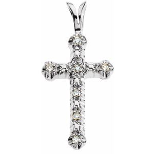 14K White Gold .06 CTW Natural Diamond Cross Pendant