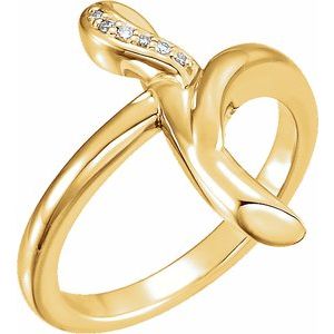 14K Yellow Gold .03 CTW Natural Diamond Cross Ring