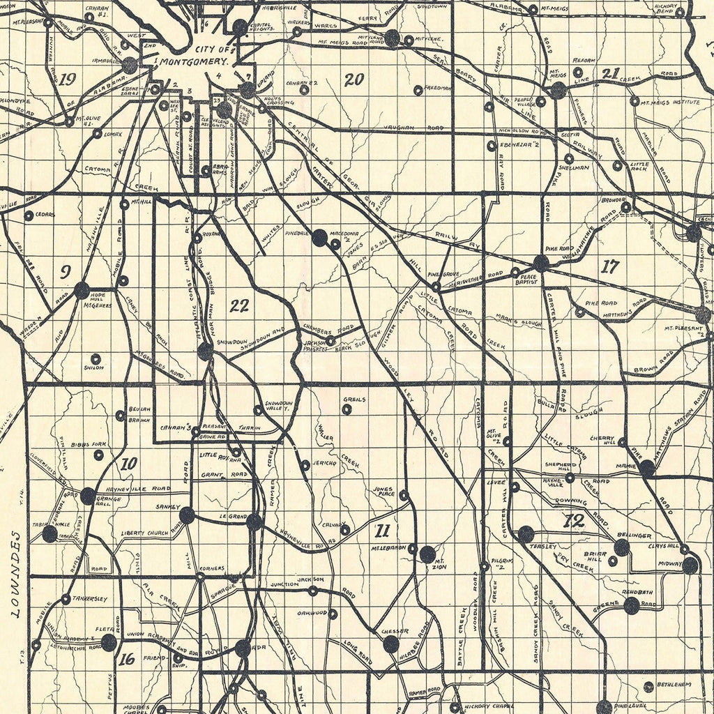 Vintage Map of Montgomery County, Alabama 1918