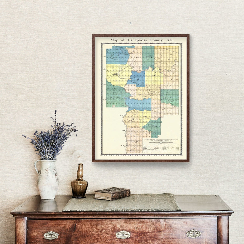 Vintage Map of Tallapoosa County, Alabama 1885