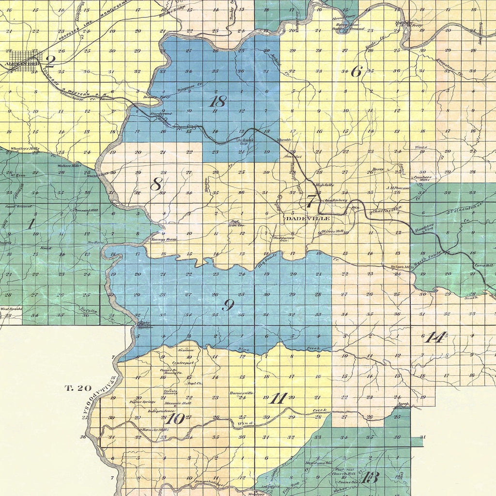 Vintage Map of Tallapoosa County, Alabama 1885