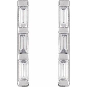 Sterling Silver 1/8 CTW Natural Diamond Bar Earrings – image 2