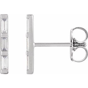 Sterling Silver 1/8 CTW Natural Diamond Bar Earrings