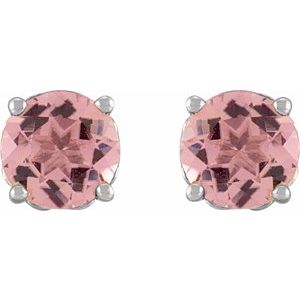 14K White Gold 5 mm Natural Pink Tourmaline Earrings – image 2