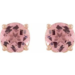 14K Rose Gold 5 mm Natural Pink Tourmaline Earrings – image 2